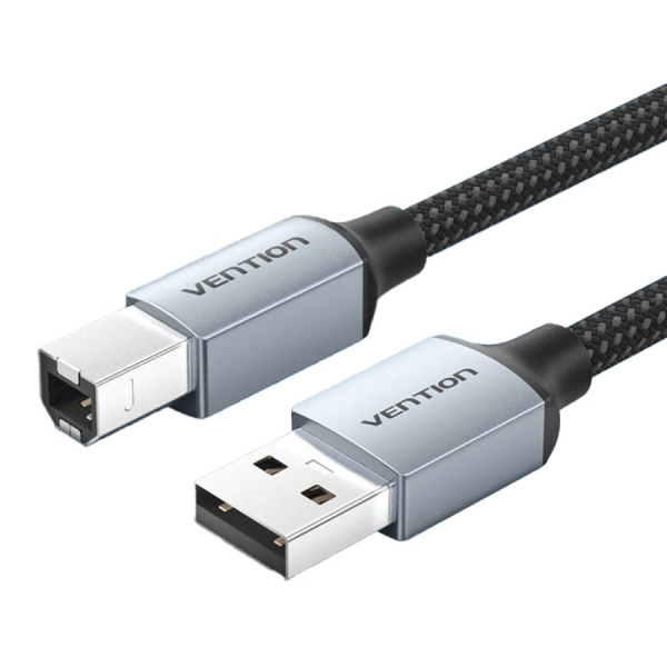 CTTHH Кабель Cotton Braided USB 2.0 A Male - USB-B Male 2M Gray Aluminum Alloy Type
